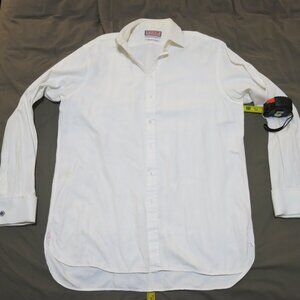 Thomas Pink Mens Dress Shirt 16.5, 36, Herringbone Twill French Cuffs